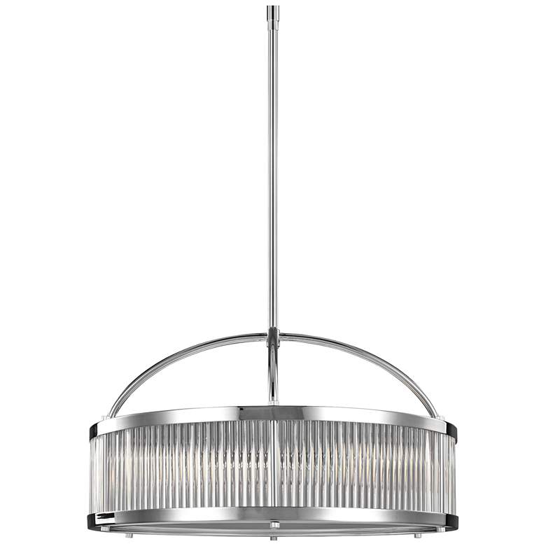 Image 1 Paulson 21 inch Wide Glass Rod and Chrome Drum Pendant Light