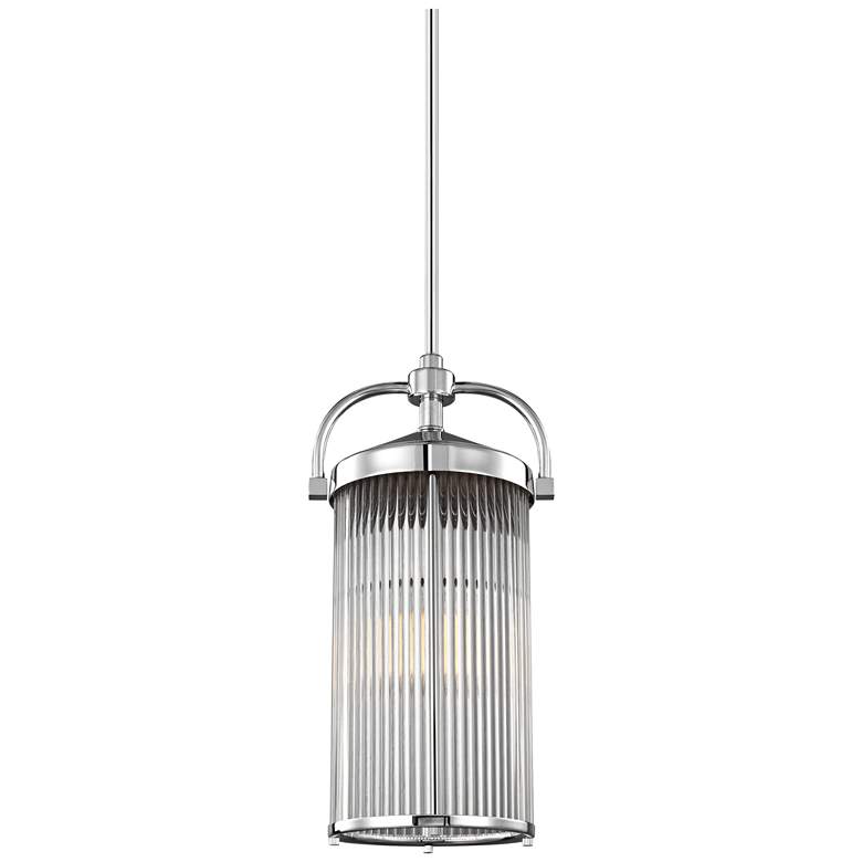 Image 1 Paulson 9 3/4" Wide Glass Rod and Chrome Pendant Light