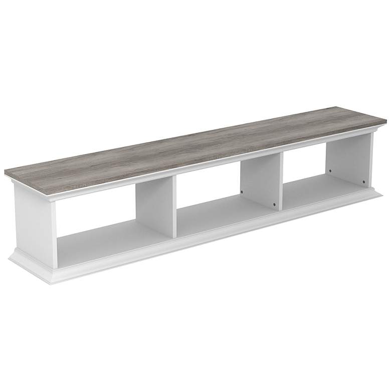 Image 2 Pauly 63" Wide Gray Oak White Wood 3-Shelf Floating TV Stand