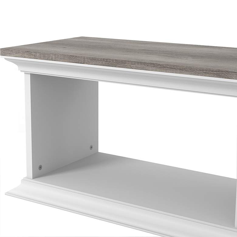 Image 4 Pauly 63" Wide Gray Oak White Wood 3-Shelf Floating TV Stand more views