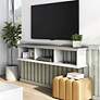 5_Pauly 63" Wide Gray Oak White Wood 3-Shelf Floating TV Stand more views