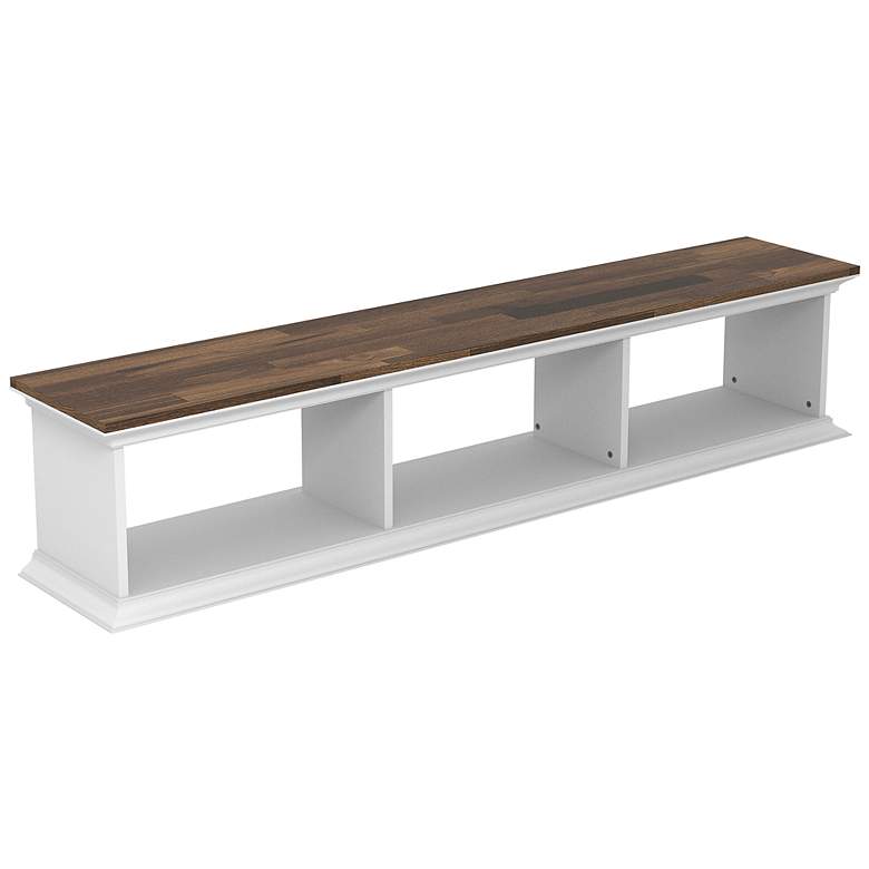 Image 2 Pauly 63" Wide Hickory White Wood 3-Shelf Floating TV Stand