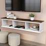 1_Pauly 63" Wide Hickory White Wood 3-Shelf Floating TV Stand