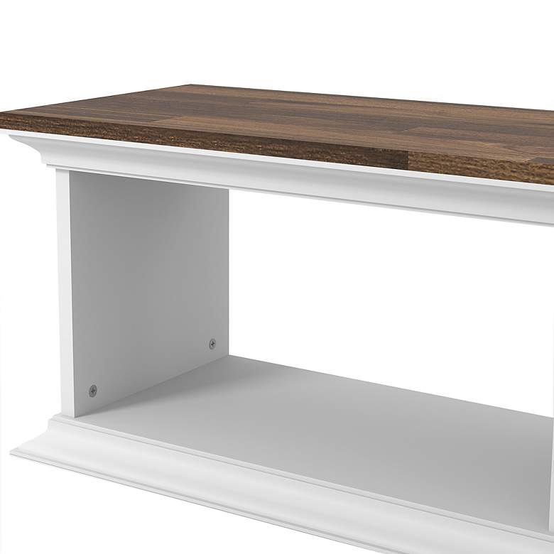 Image 4 Pauly 63" Wide Hickory White Wood 3-Shelf Floating TV Stand more views