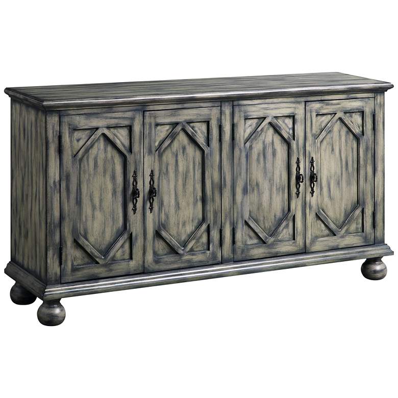 Image 2 Pavan 60" Wide Rustic Gray Wood 4-Door Accent Table