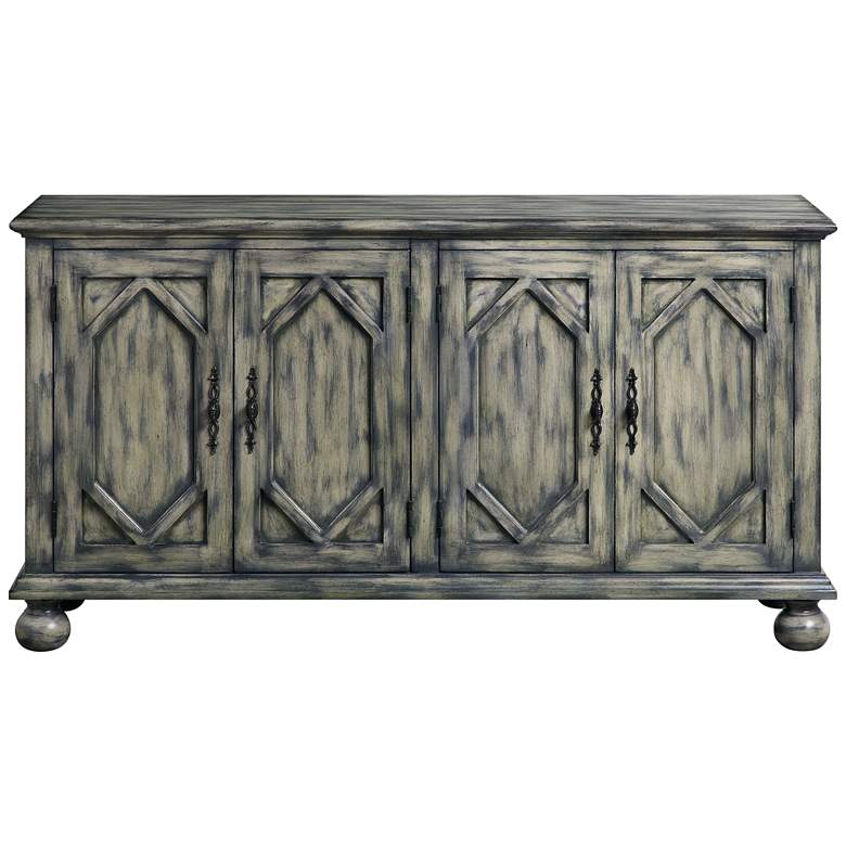 Image 6 Pavan 60" Wide Rustic Gray Wood 4-Door Accent Table more views