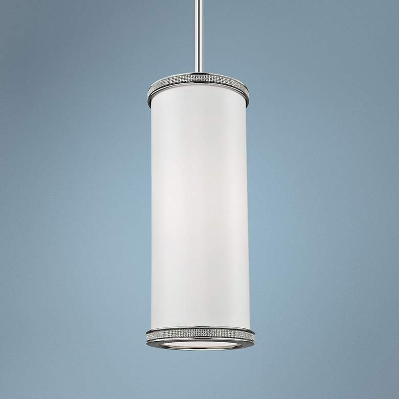 Image 1 Pave 5 1/2" Wide Polished Nickel Mini Pendant