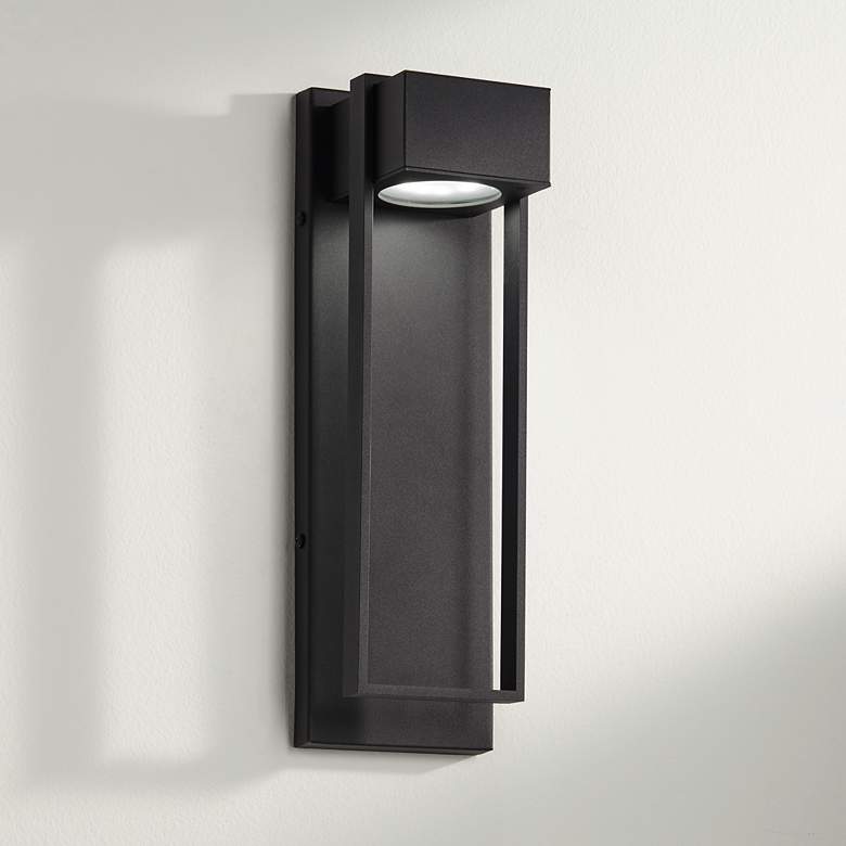 Image 1 Pavel 16 inch High Textured Black LED Light Modern Wall Sconce