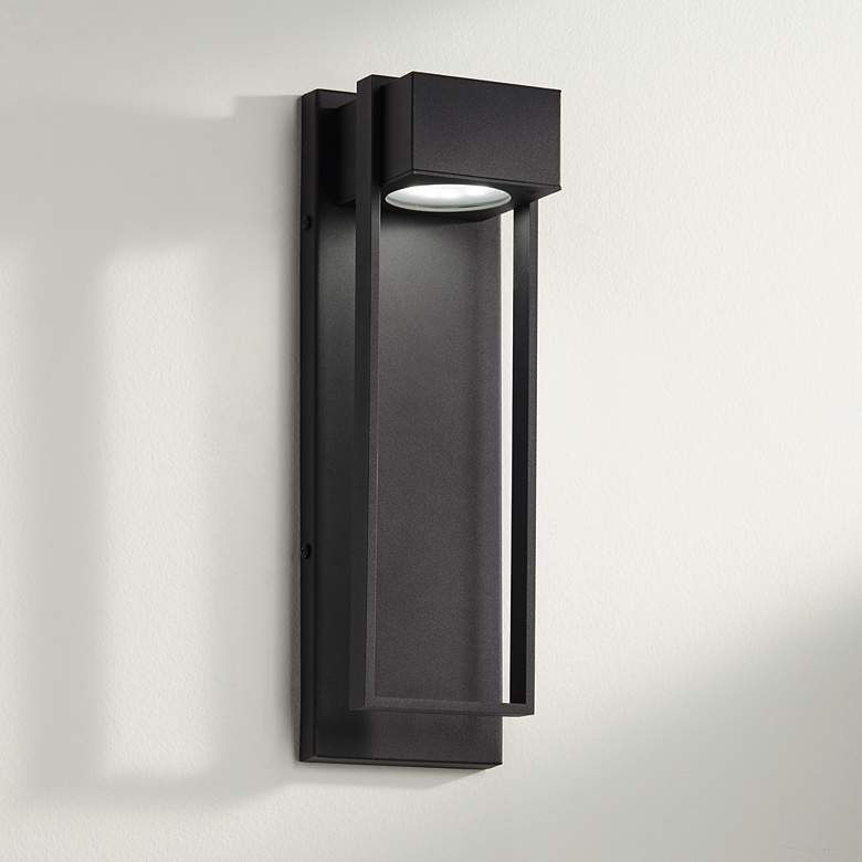 Image 1 Pavel 16" High Textured Black LED Light Modern Wall Sconce