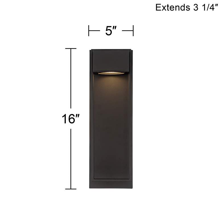 Image 7 Pavel 16" High Textured Black LED Light Modern Wall Sconce more views