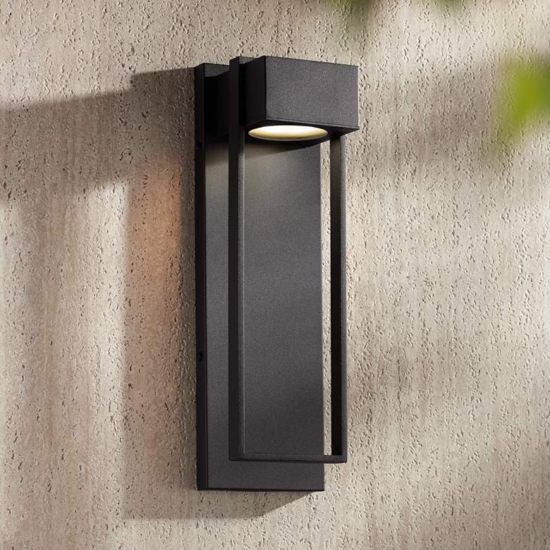 Image 1 Pavel 16" High Textured Black LED Outdoor Wall Light