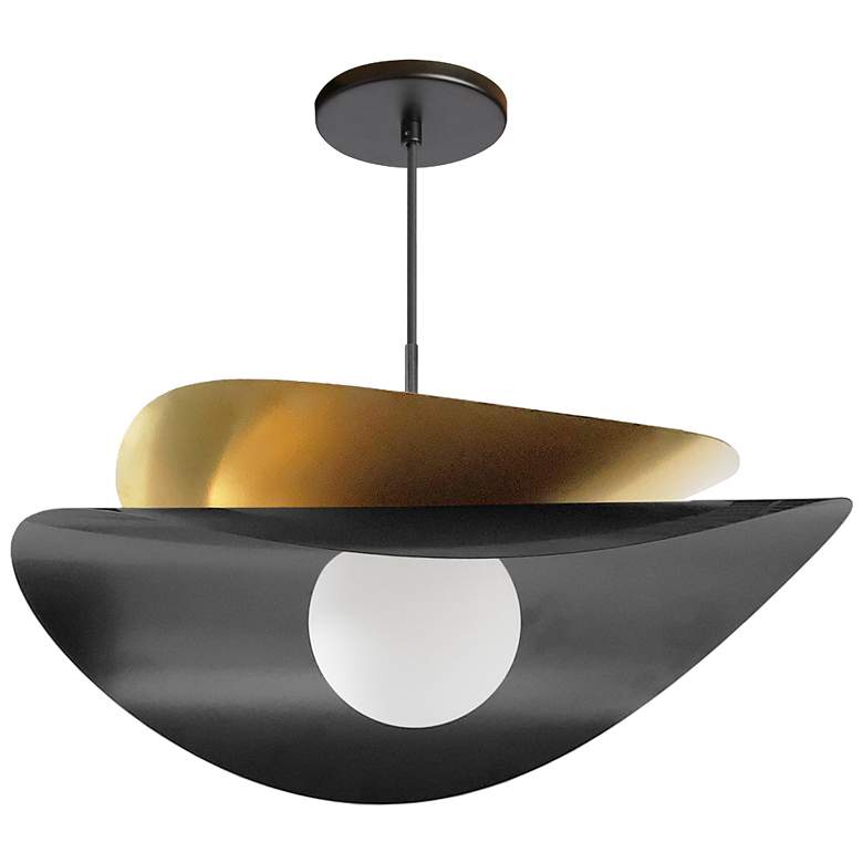 Image 1 Paven 20" Wide Matte Black/Aged Brass Finish Pendant