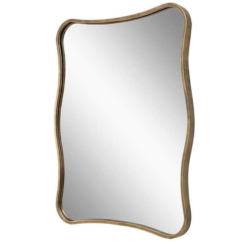 Image 5 Pavia Antiqued Gold 28 inch x 36 inch Curvy Vanity Wall Mirror more views