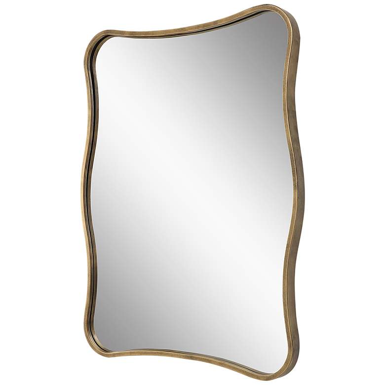 Image 6 Pavia Antiqued Gold 28 inch x 36 inch Curvy Vanity Wall Mirror more views