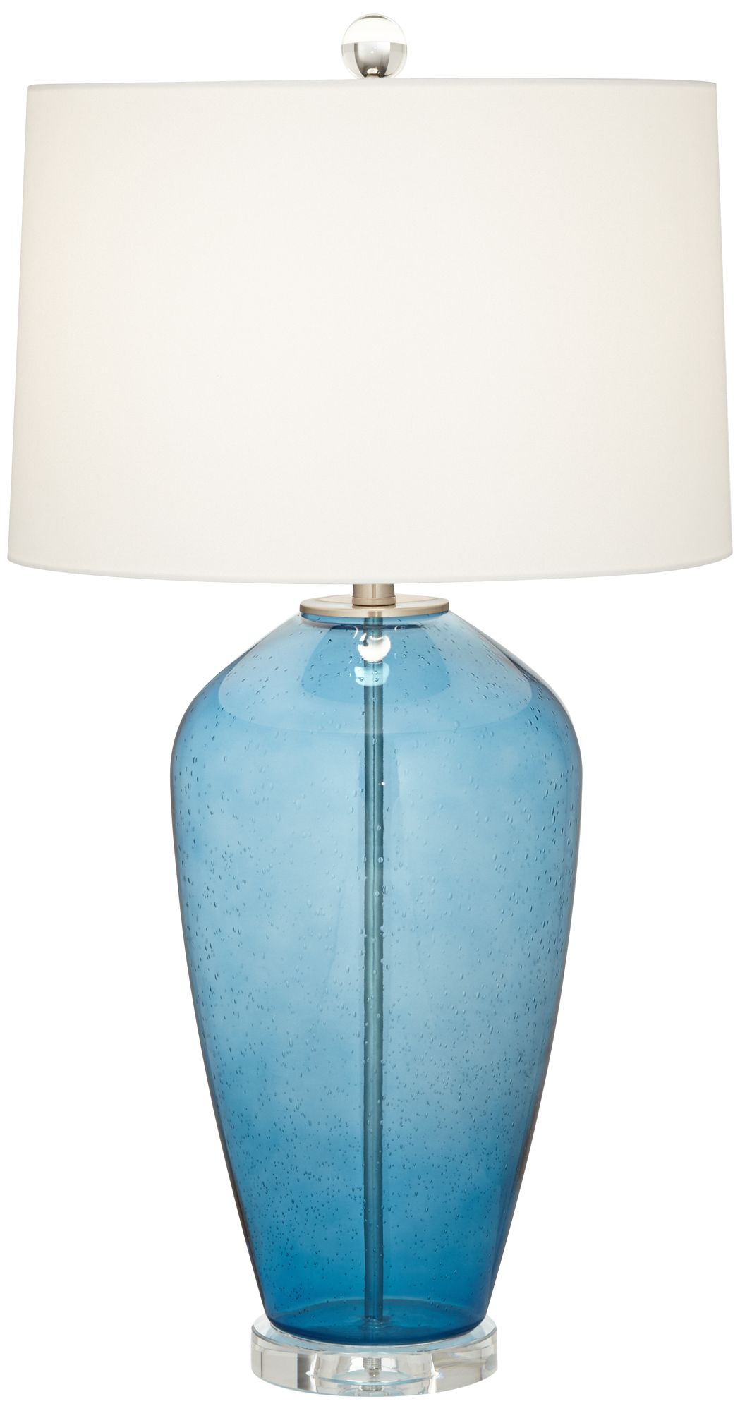 Pavo Blue Glass Tall Modern Table Lamp