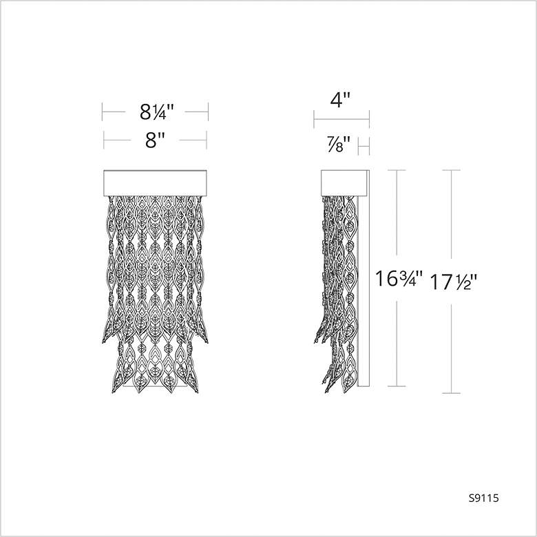 Image 4 Pavona 18"H x 8.5"W 1-Light Crystal Wall Sconce in Antique Silver more views