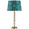 Pavone Crystal Table Lamp with Peacock Feather Print Shade