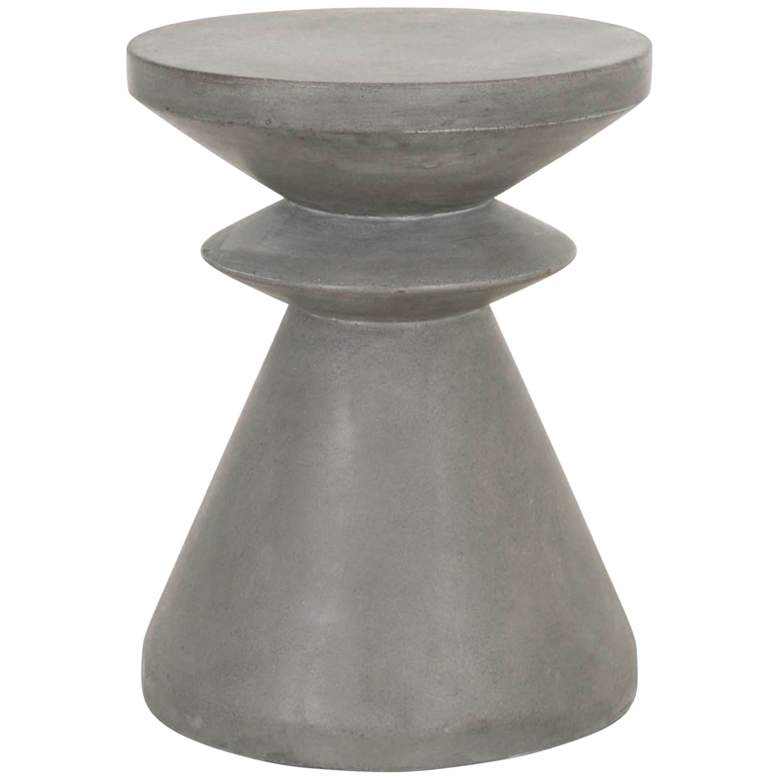 Image 2 Pawn 13 3/4 inchW Slate Gray Concrete Round Outdoor Accent Table