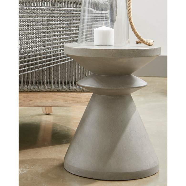 Image 1 Pawn 13 3/4"W Slate Gray Concrete Round Outdoor Accent Table
