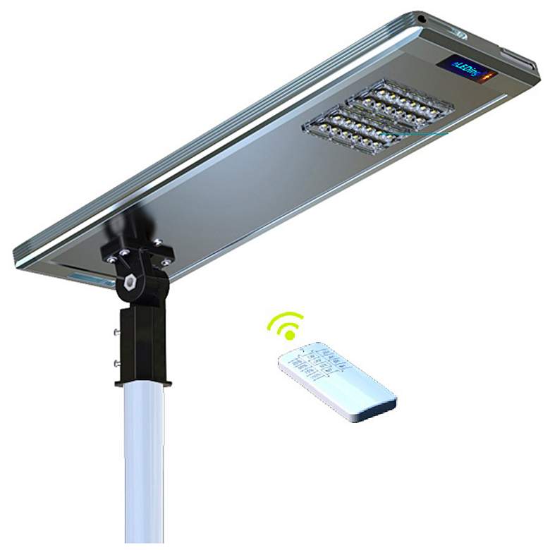 Image 1 Paxon 35" Wide Brown Solar Dusk-to-Dawn LED Street Light