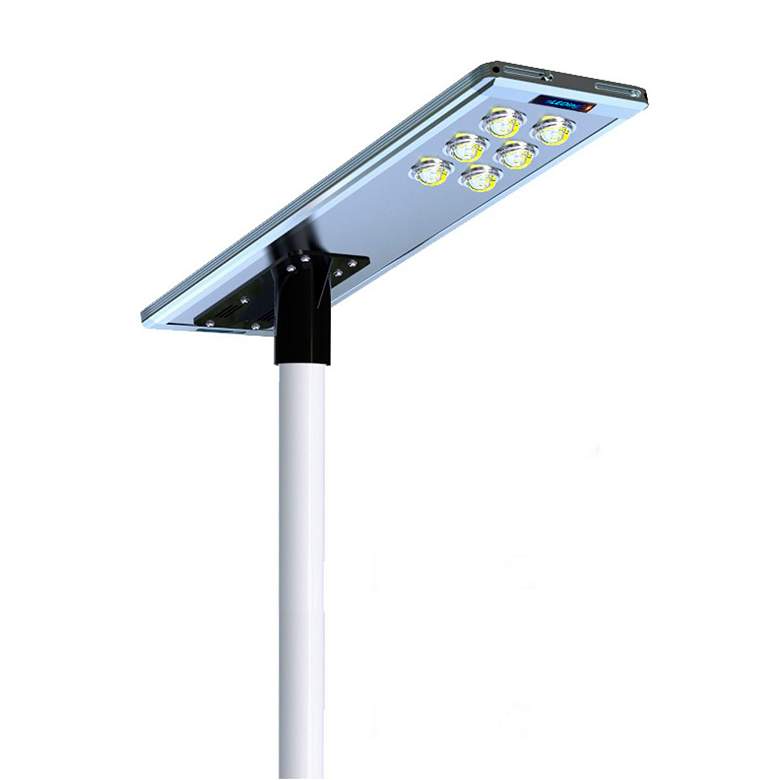 Image 1 Paxon 59" Wide Brown Solar Dusk-to-Dawn LED Street Light