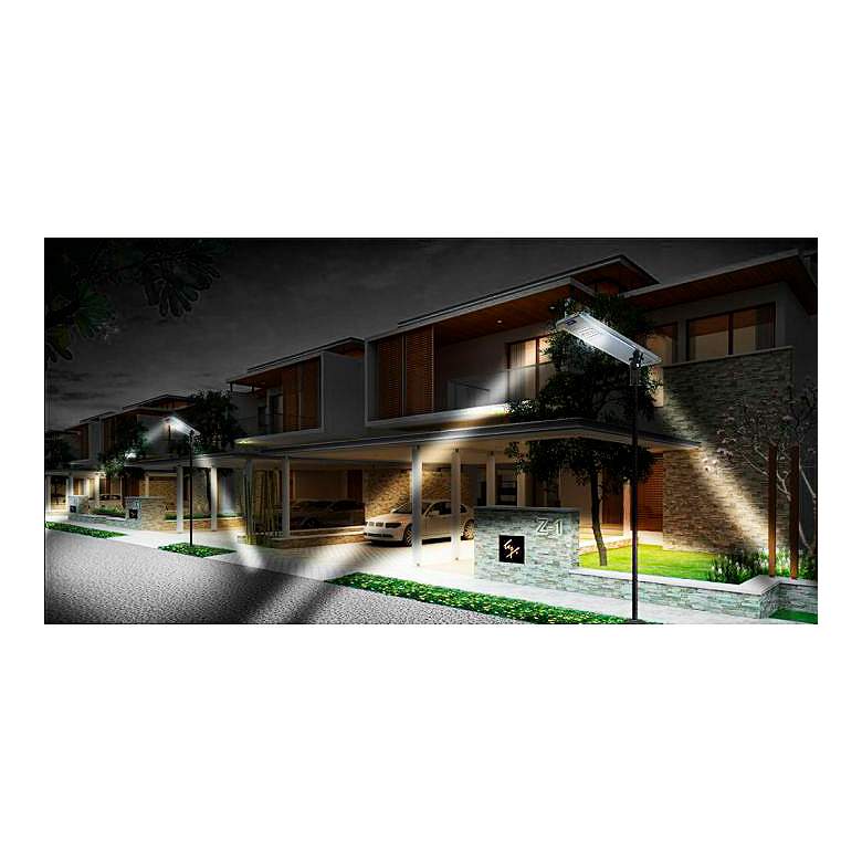 Image 6 Paxon 59" Wide Brown Solar Dusk-to-Dawn LED Street Light more views