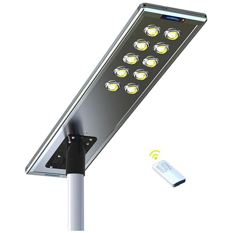 Image 1 Paxon 65" Wide Brown Solar Dusk-to-Dawn LED Street Light