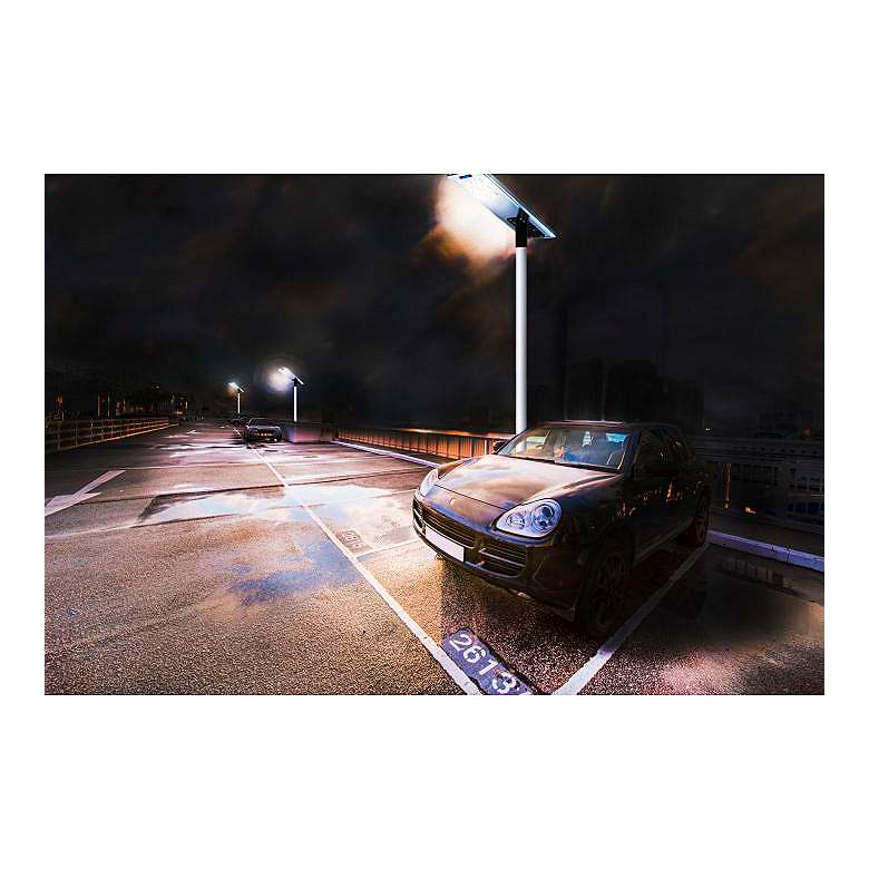Image 5 Paxon 65" Wide Brown Solar Dusk-to-Dawn LED Street Light more views