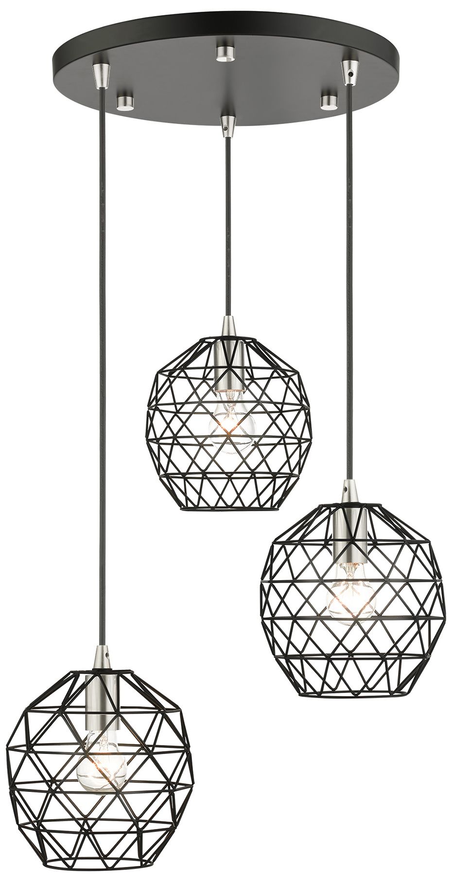 Thumbnail2 of Paxten 20" Wide 3-Light Black Finish Modern Pendant