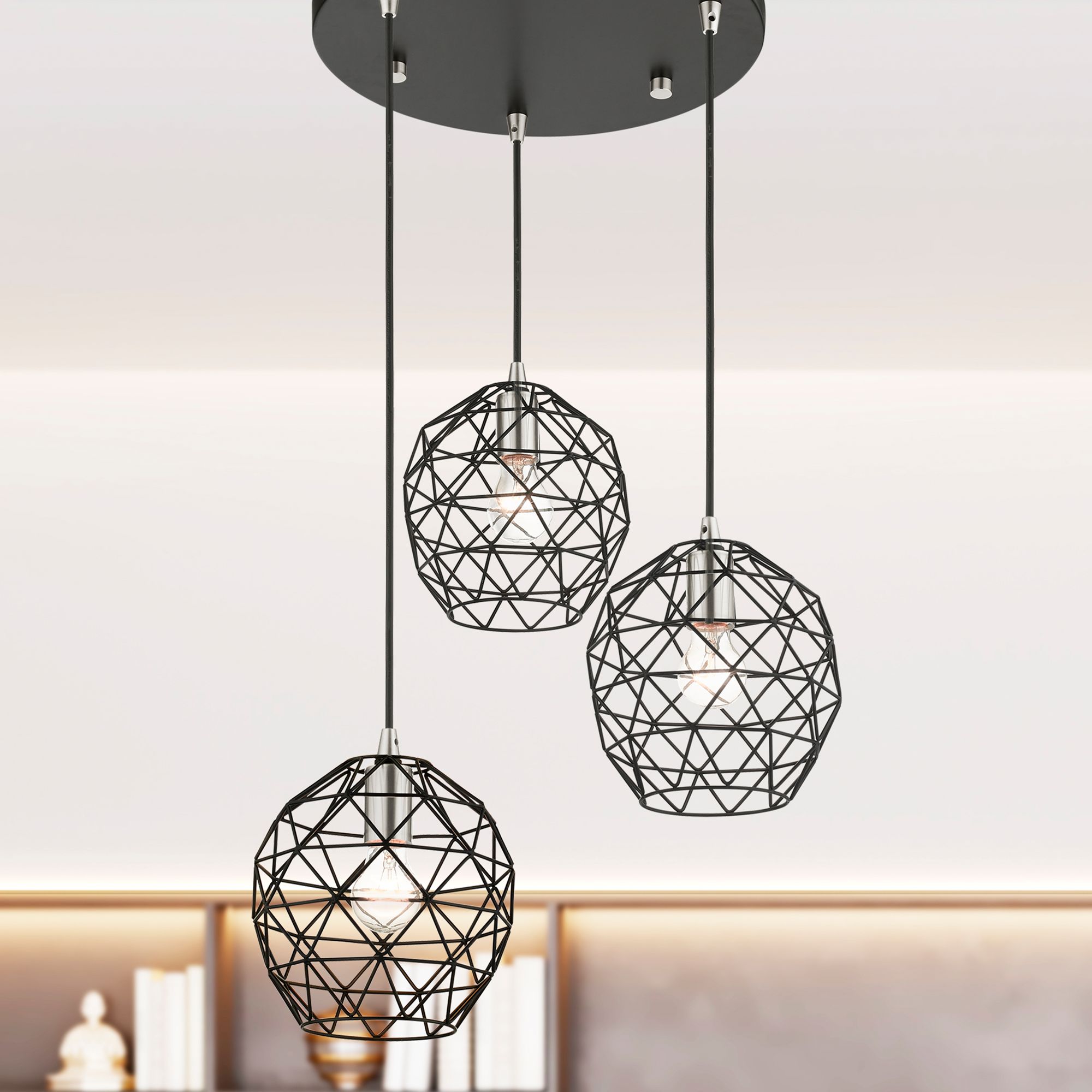 Thumbnail1 of Paxten 20" Wide 3-Light Black Finish Modern Pendant