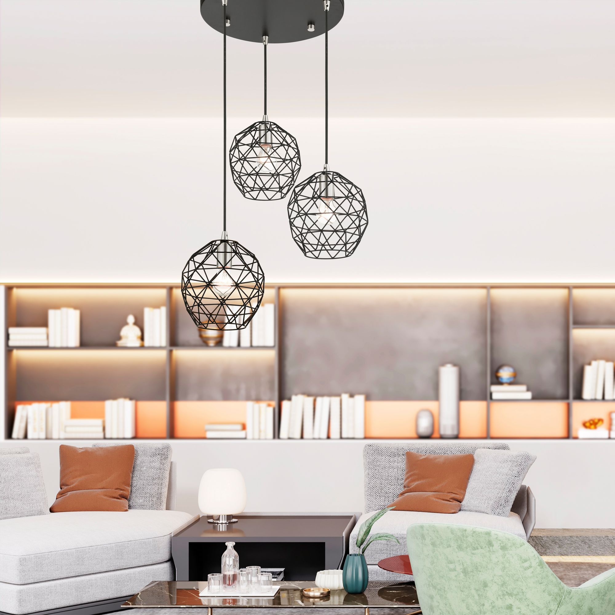 Paxten 20" Wide 3-Light Black Finish Modern Pendant