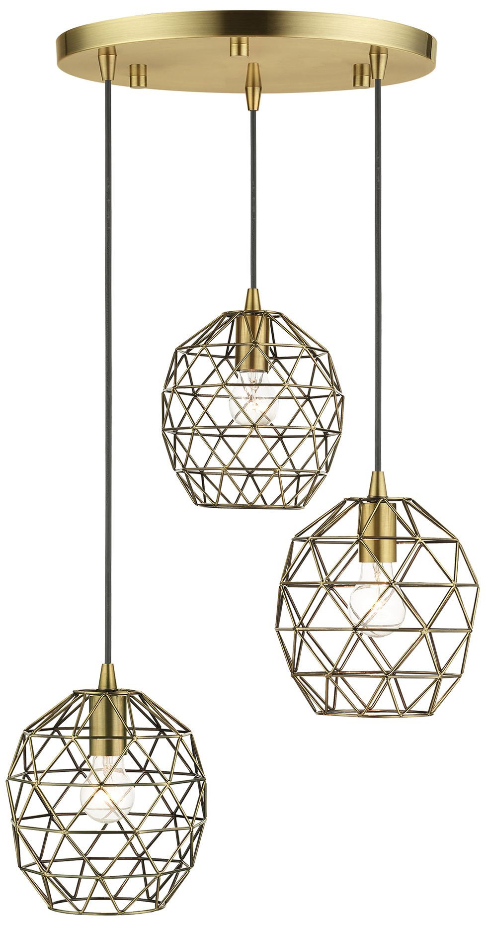 Image 2 Paxten 3 Light Antique Brass Pendant
