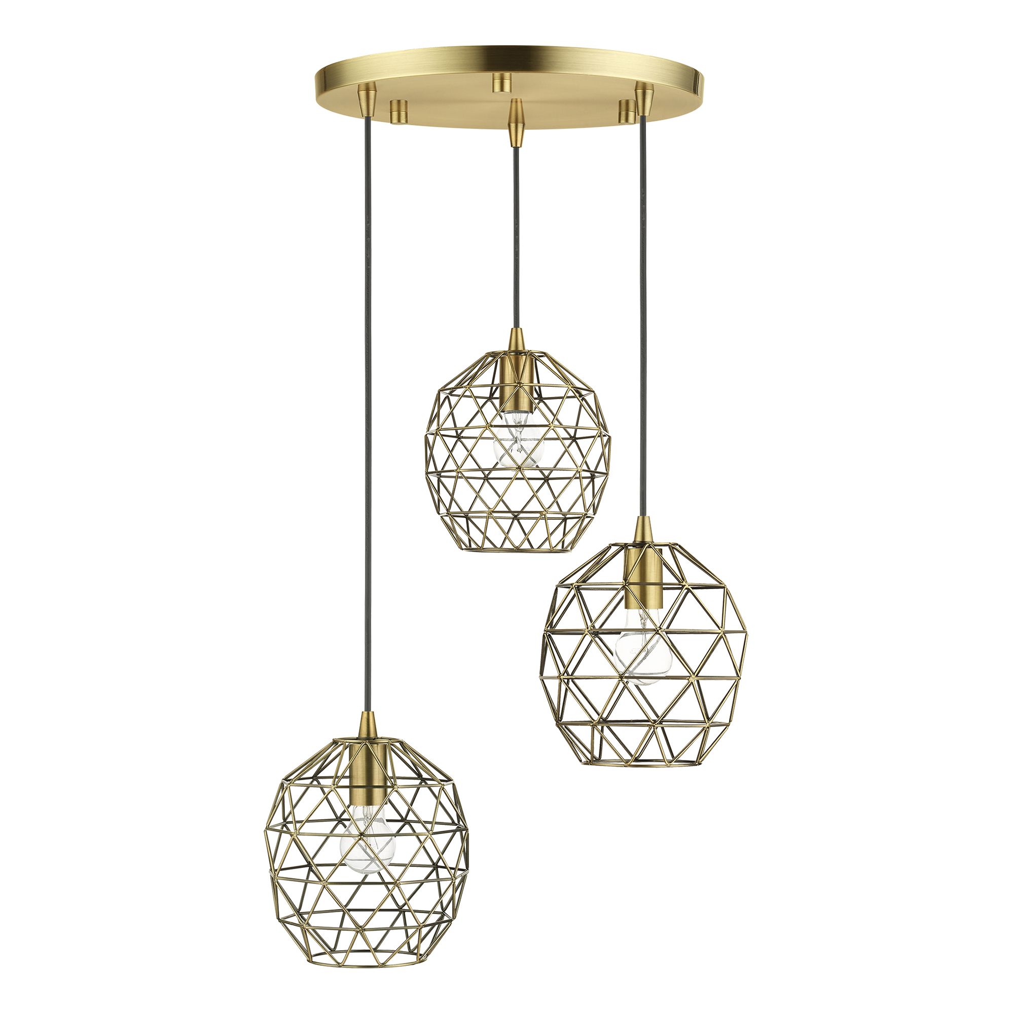 Image 7 Paxten 3 Light Antique Brass Pendant more views