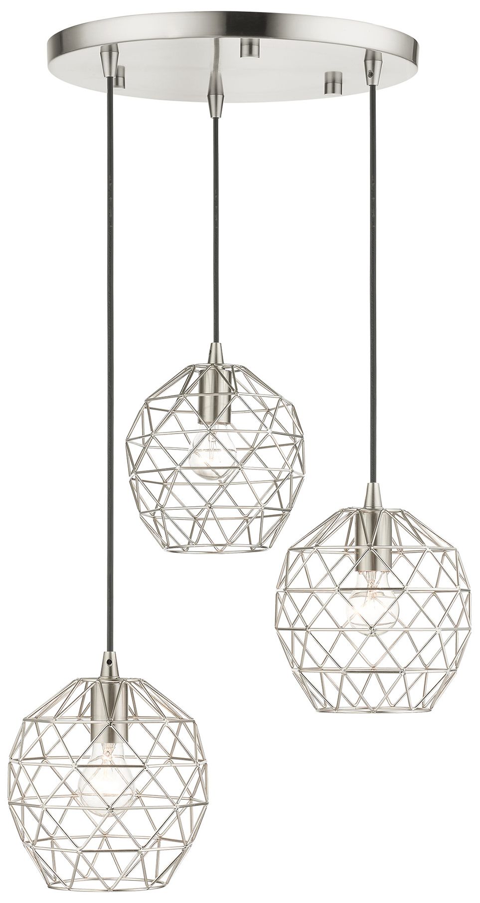 Paxten 3 Light Brushed Nickel Pendant