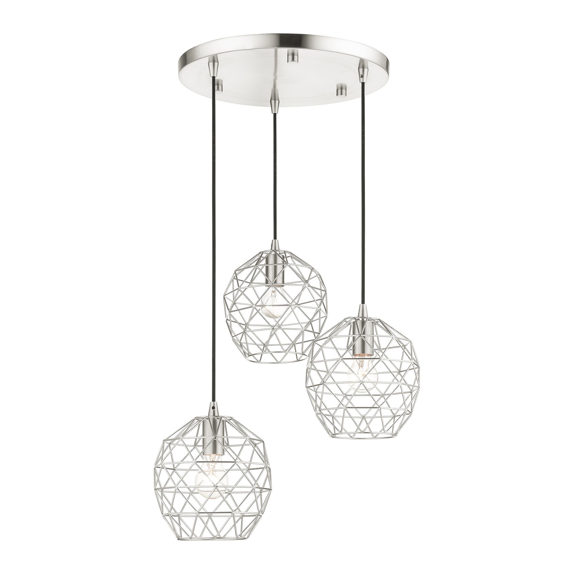 Paxten 3 Light Brushed Nickel Pendant