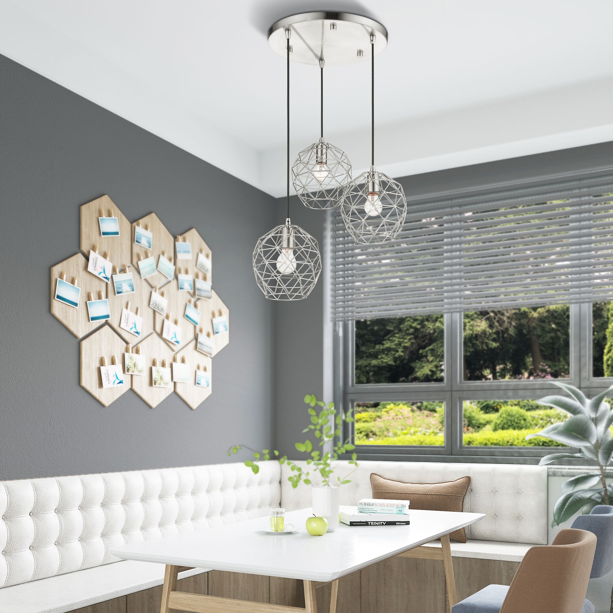 Paxten 3 Light Brushed Nickel Pendant