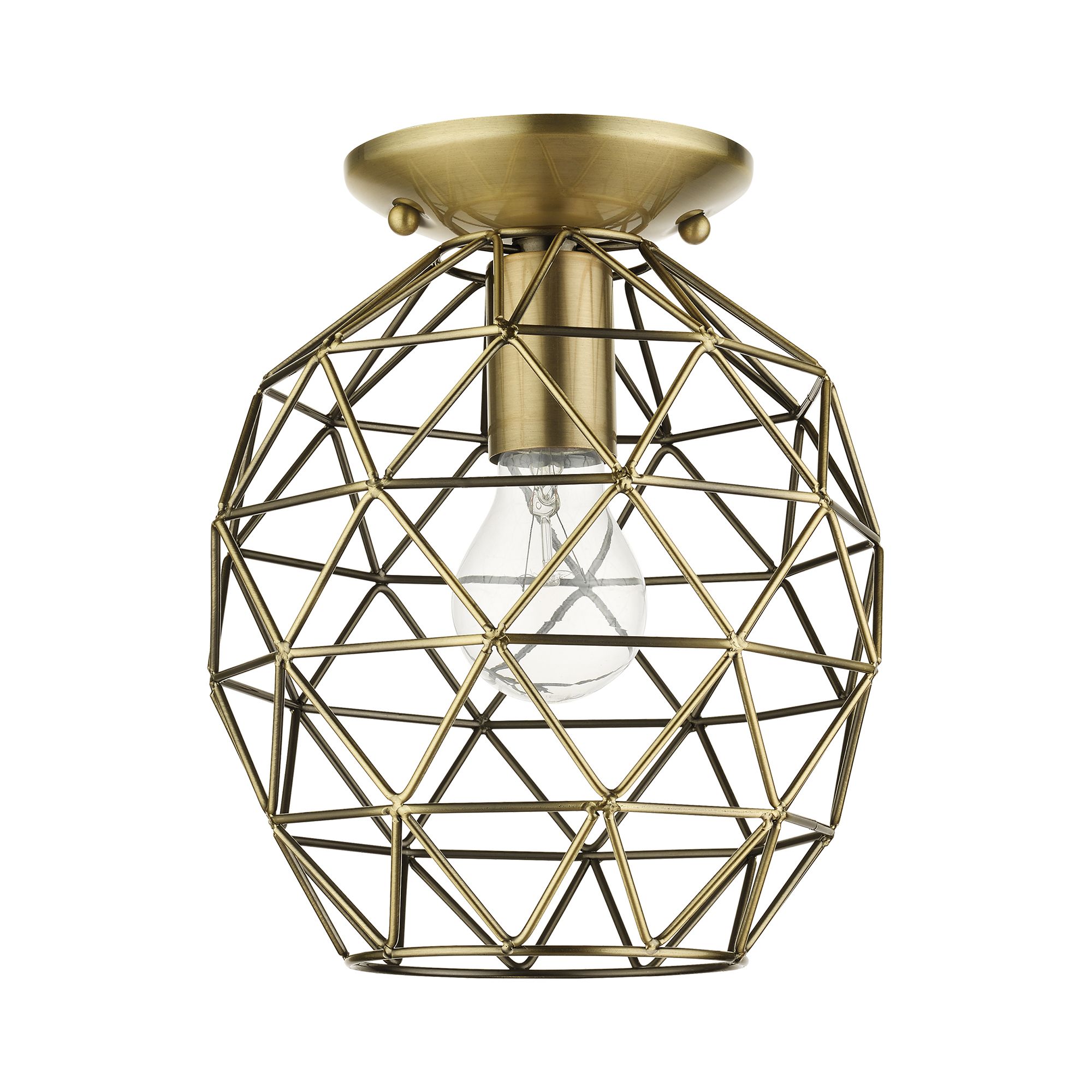 Image 7 Paxten1 Light Antique Brass Flush Mount more views