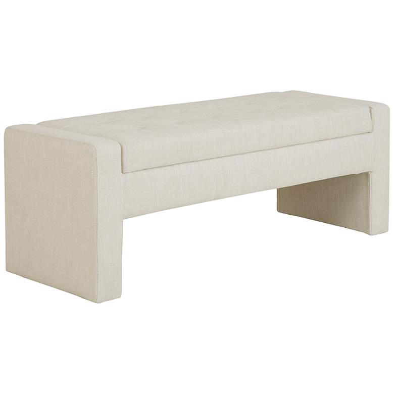 Image 2 Payden 43 1/2 inch Wide Cream Fabric Tufted Storage Bench