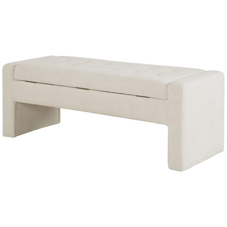 Image 3 Payden 43 1/2" Wide Cream Fabric Tufted Storage Bench more views