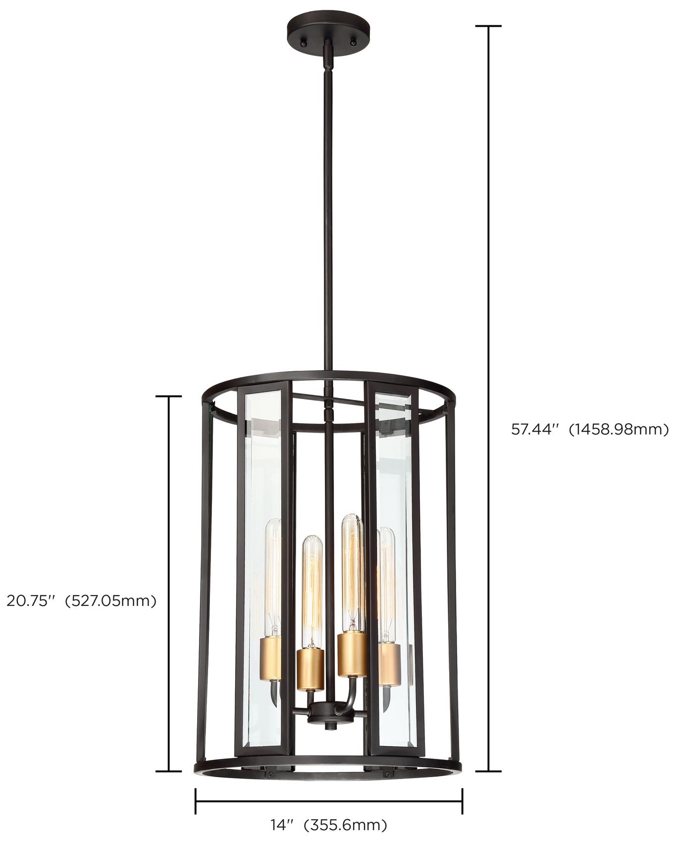 Image 6 Payne 14" Wide Midnight Bronze 4-Light Pendant more views