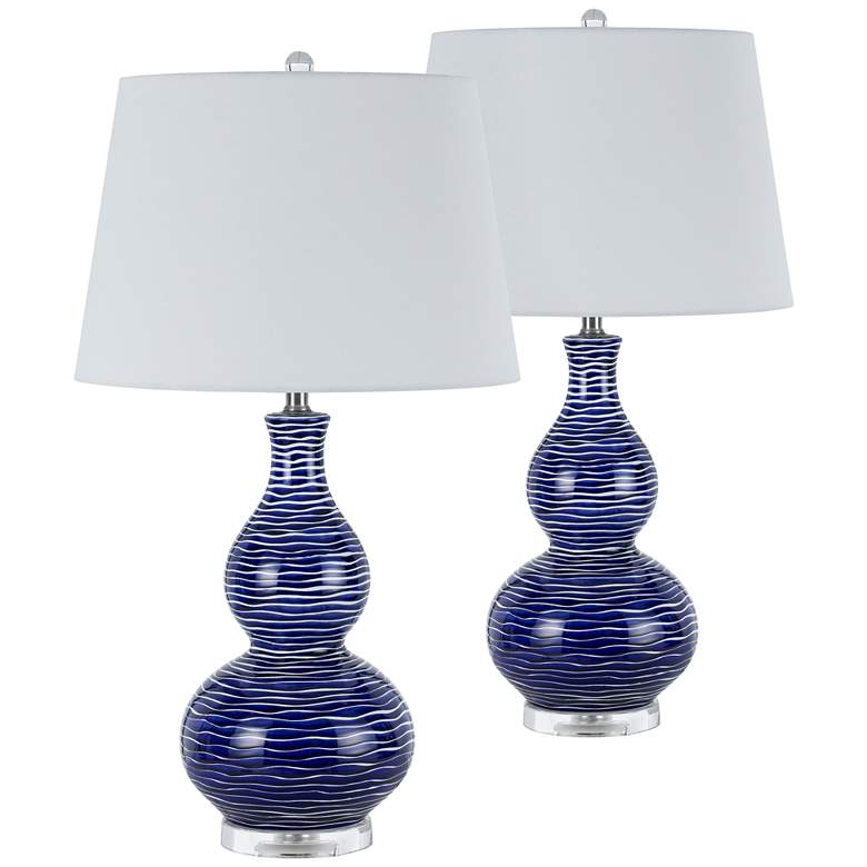 Image 1 Payson Ocean Blue Ceramic Table Lamp Set of 2