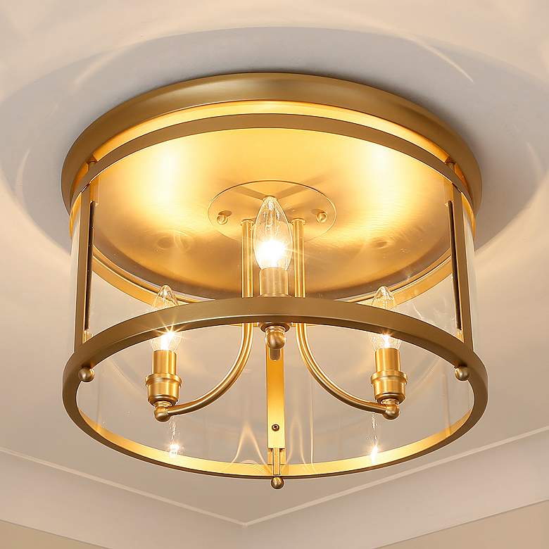 Image 1 Payton 14 3/4" Wide Champagne Bronze 3-Light Ceiling Light