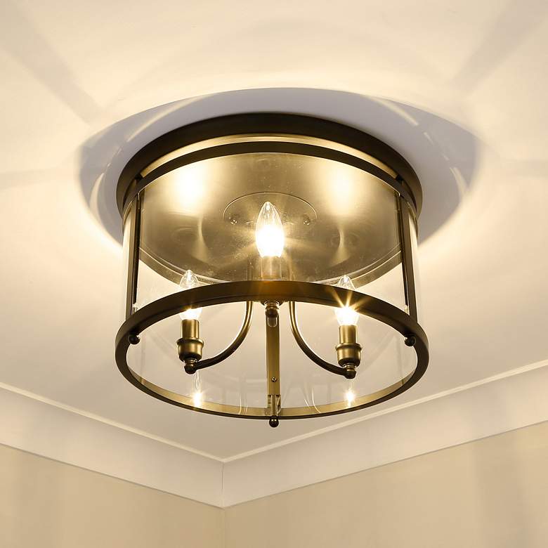 Image 1 Payton 14 3/4" Wide Matte Black 3-Light Ceiling Light