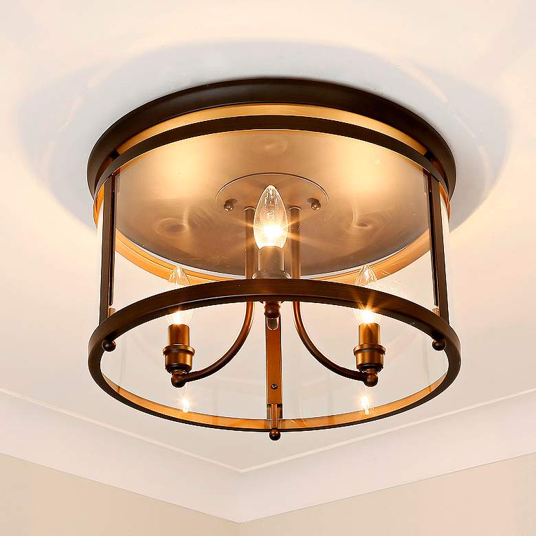 Image 1 Payton 14 3/4" Wide Rubbed Bronze 3-Light Ceiling Light