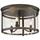 Payton 14 3/4" Wide Rubbed Bronze 3-Light Flush Mount With Clear Glass