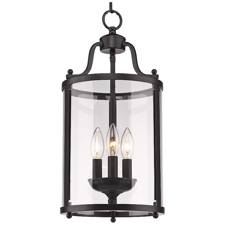 Image 5 Payton 9 inch Black and Clear Glass 3-Light Traditional Pendant Lantern more views