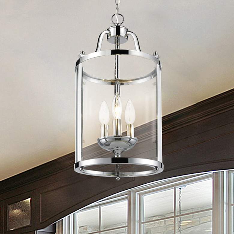 Image 1 Payton 9" Wide 3-Light Mini Pendant in Chrome with Clear Glass
