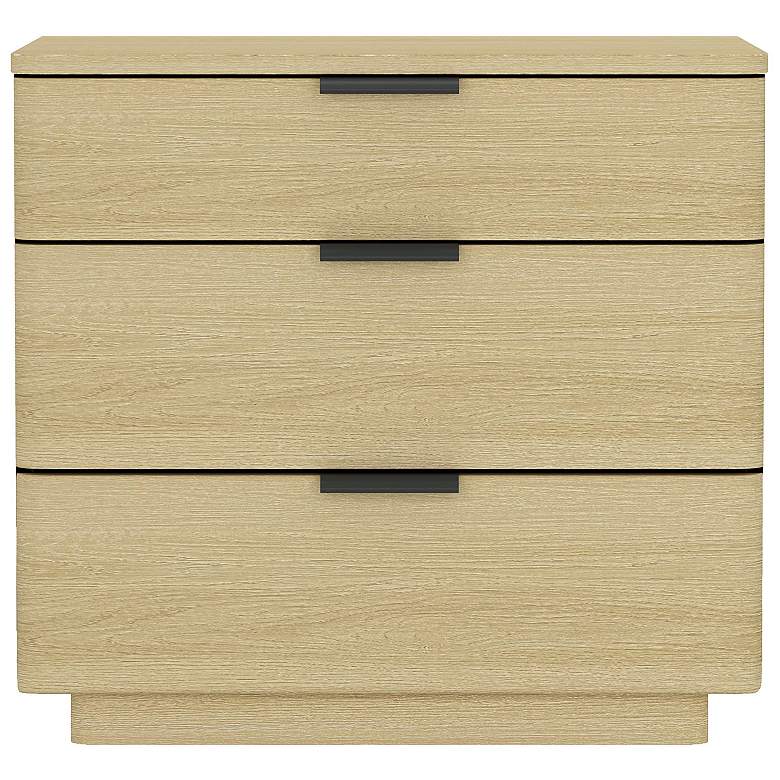 Image 2 Payton Modern Nightstand with 3 Drawers in Natural Oak and Black