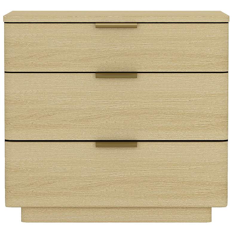 Image 2 Payton Modern Nightstand with 3 Drawers in Natural Oak and Gold