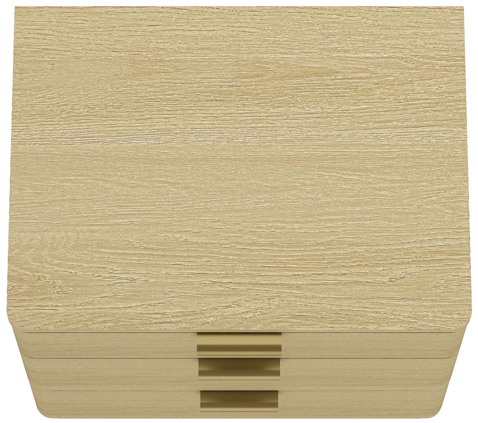 Payton Modern Nightstand with 3 Drawers in Natural Oak and Gold
